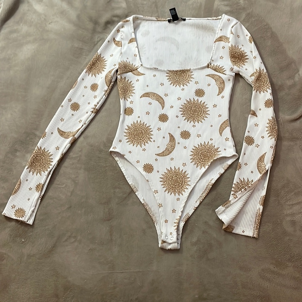 White Sun and Moon Bodysuit from Forever 21